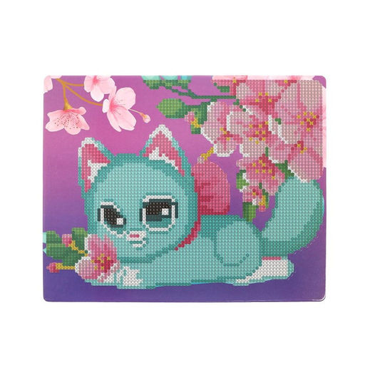 Алмазная мозаика для детей «Милый котик и сакура» 20×25 см