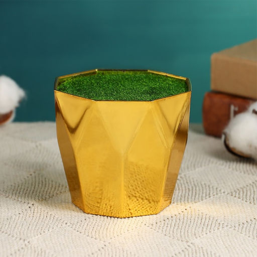 Цена за 5 шт. УЦЕНКА Флористическое кашпо «Трапеция», с вкладышем из пенопласта, 9×9×7 см, золотистое