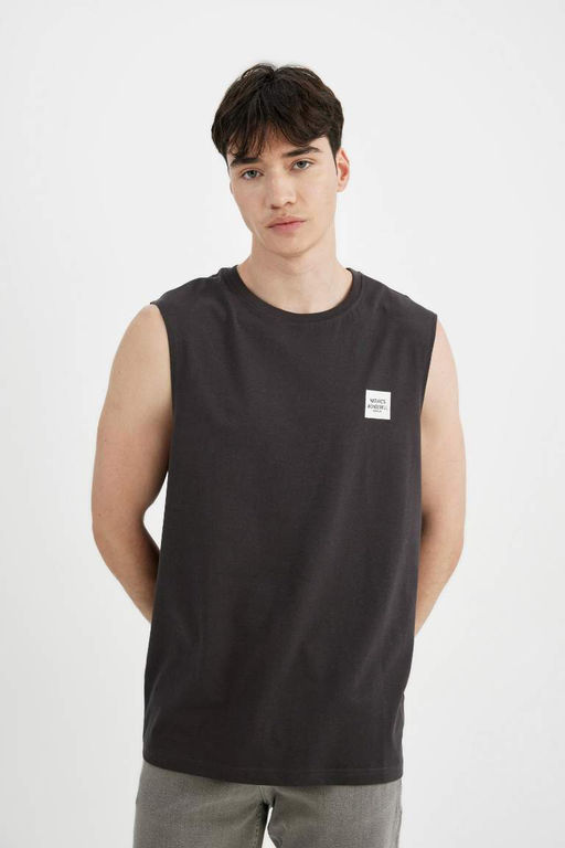 Майка стандартного кроя с круглым вырезом и принтом - Defacto фото 4