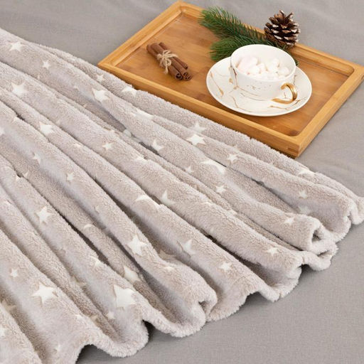 Плед светящийся в темноте Этель Звезды цв.серый 150*200 см,100% п/э, корал-флис, 220 гр/м2  фото 2