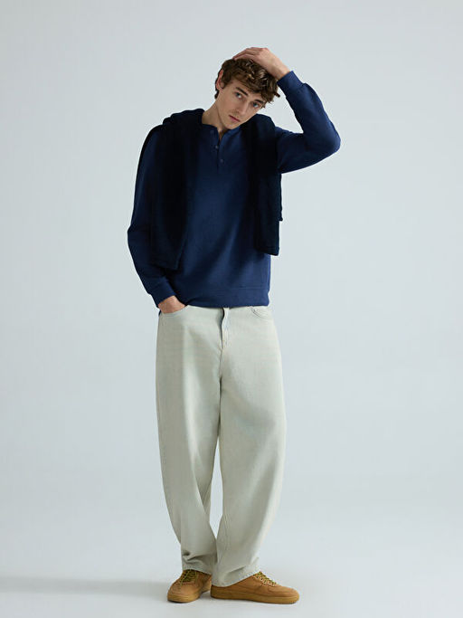 Bisiklet Yaka Erkek Sweatshirt