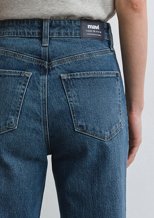 Sky Classic Denim Puslu Koyu Mavi Jean Pantolon