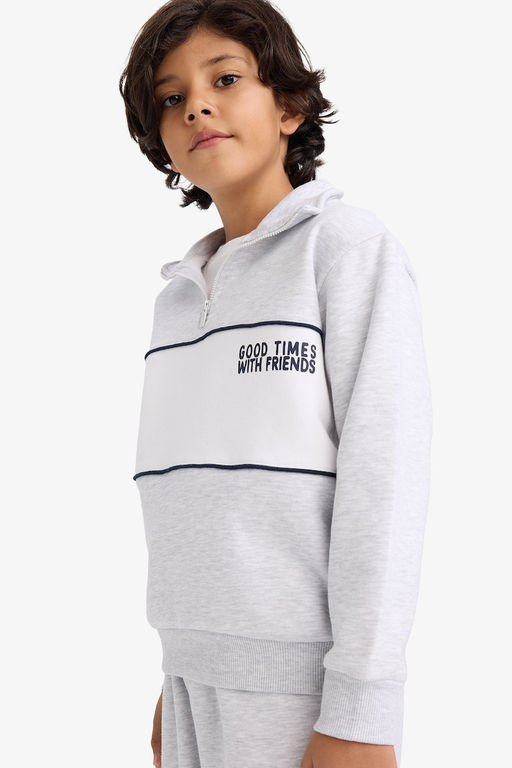 Yar_m Fermuarl_ __i Yumu_ak T_yl_ Sweatshirt Erkek _ocuk - Defacto фото 3