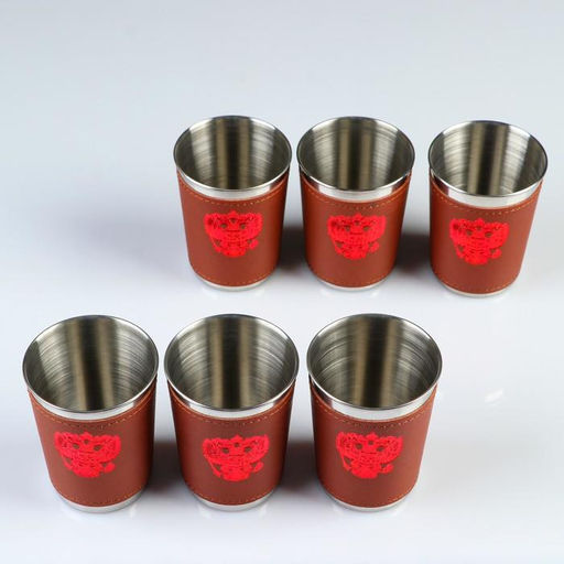 Стопки в чехле Герб: нержавеющая сталь, набор 6 шт. ? 100 мл