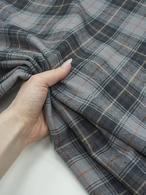 Фуле Клетка цв.серо-фиолетовый/кофейно-лиловый, ш.1.45м, хлопок-100%, 155гр/м.кв - Купава фото 5