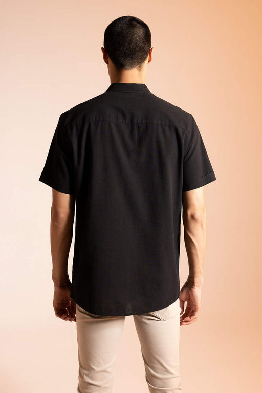 Рубашка из 100 % хлопка с короткими рукавами и воротником-поло обычного кроя - Defacto фото 6