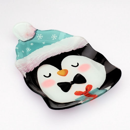 Тарелка новогодняя плоская «Пингвин», 13.8×20.5 см