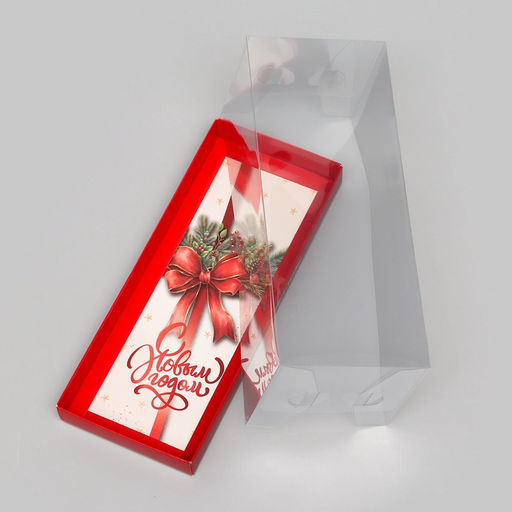 Коробка с прозрачной крышкой под рулет «С Новым годом», 30×12×12