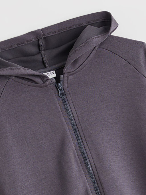 Kap??onlu K?z ?ocuk Fermuarl? Sweatshirt