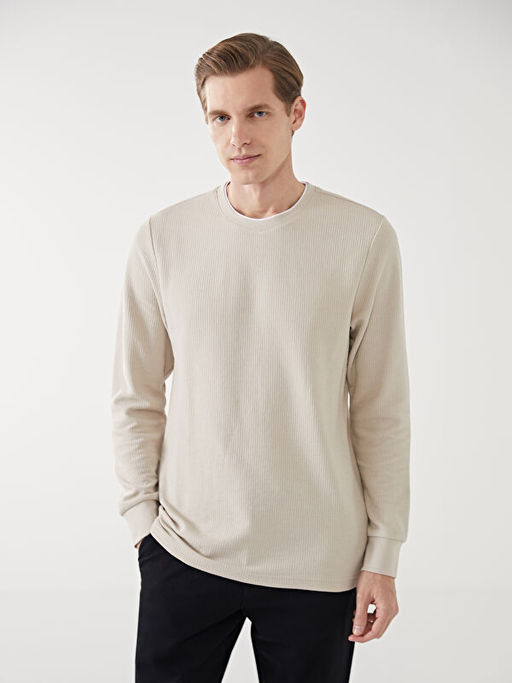Bisiklet Yaka Uzun Kollu Erkek Sweatshirt