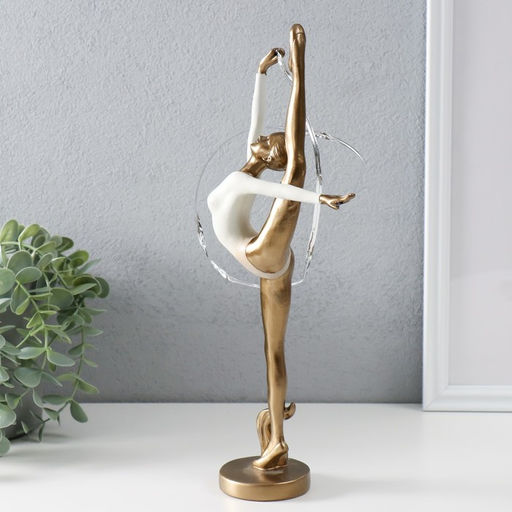 Фигурка полистоун «Гимнастка с лентой», бронза, 14×6.5×32.5 см