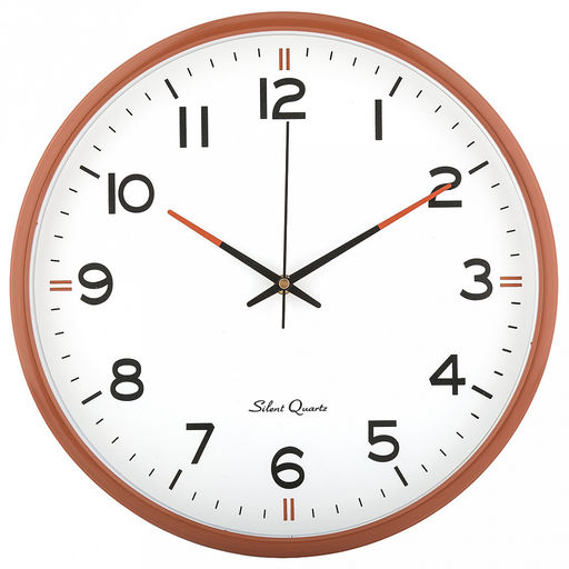 Часы настенные Авангард д37,5см, h5,5см, мягкий ход, циферблат белый; цифры арабские, черный; корпус пластик, коричневый под дерево; в коробке (Китай)