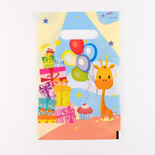 Цена за 50 шт. Пакет «Веселый жирафик», полиэтиленовый, с вырубной ручкой, 20×30 см, 30 мкм