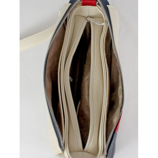 Сумка женская искусственная кожа ADEL-230/6в/ММ, 5отд. плеч/рем. беж/синий/красный флотер 258906 - Adelia фото 3