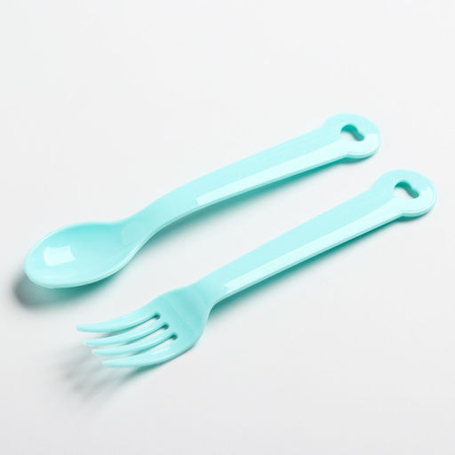 Тарелка детская с вилкой и ложкой, МИКС