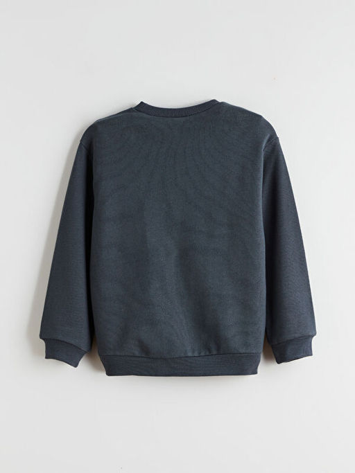 Bisiklet Yaka Bask?l? Erkek ?ocuk Sweatshirt