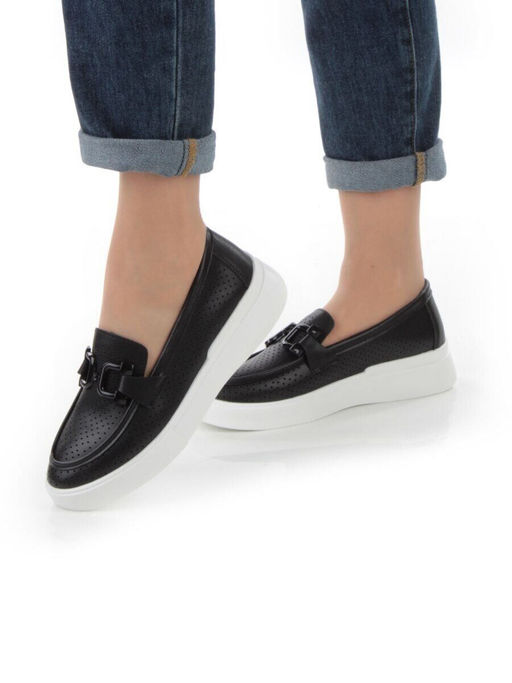 03-YD13-3D BLACK/WHITE Полуботинки женские (натуральная кожа)