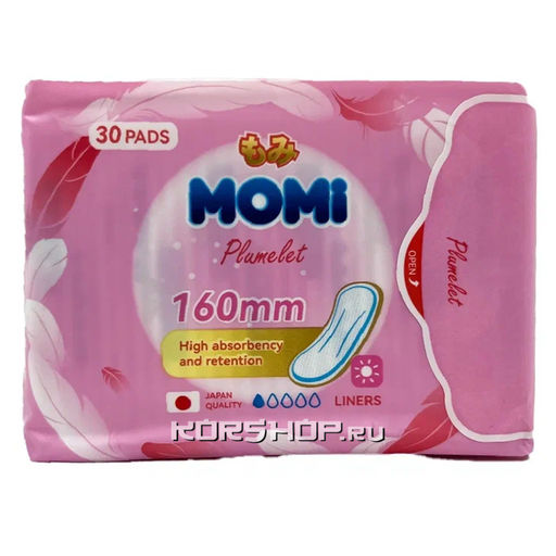 Гигиенические прокладки ежедневные ультратонкие 160 мм Liners Momi, Китай, 30 шт Акция