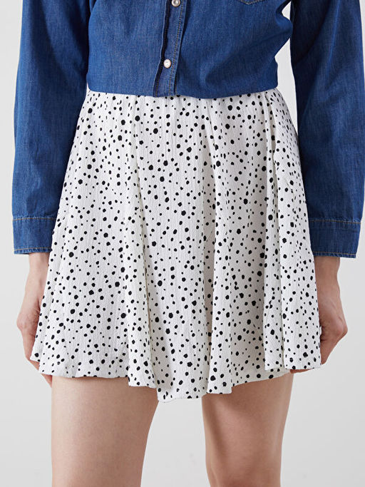 Beli Lastikli Desenli Mini Etek