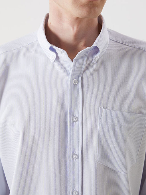 Regular Fit Uzun Kollu ?izgili Erkek G?mlek