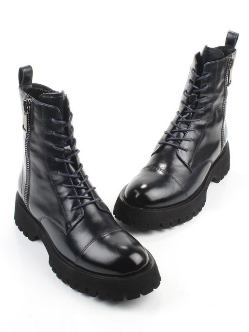 01-B2103B-10F INK BLUE Ботинки демисезонные женские (натуральная кожа, байка)