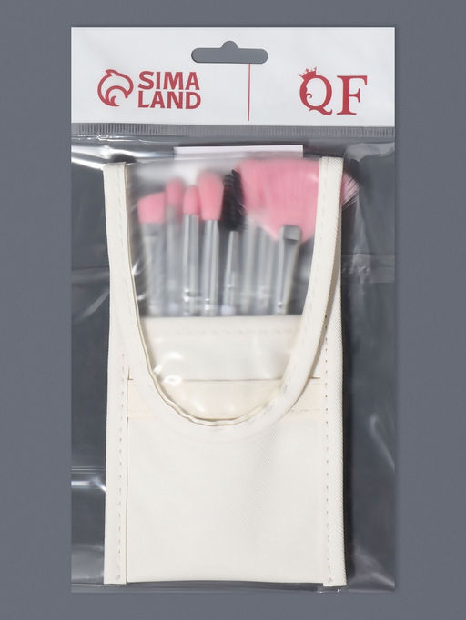 Набор кистей для макияжа COLOR POWER pink, 10 шт., в чехле, белый