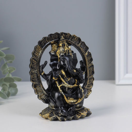 Нэцкэ фигурка «Ганеша в цветке», полистоун, 7.5×11×12.5 см