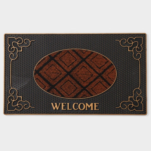 Коврик придверный Доляна Welcome, резиновый, прямоугольный, 40×70 см, МИКС