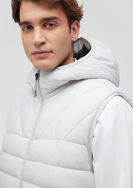 Kapusonlu Gri Sisme Yelek - Mavi фото 5