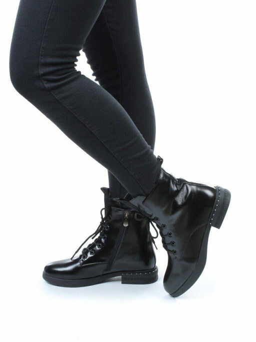 01-CH6315-21B100M BLACK Ботинки демисезонные женские (натуральная кожа, байка) - Фабричный китай фото 3