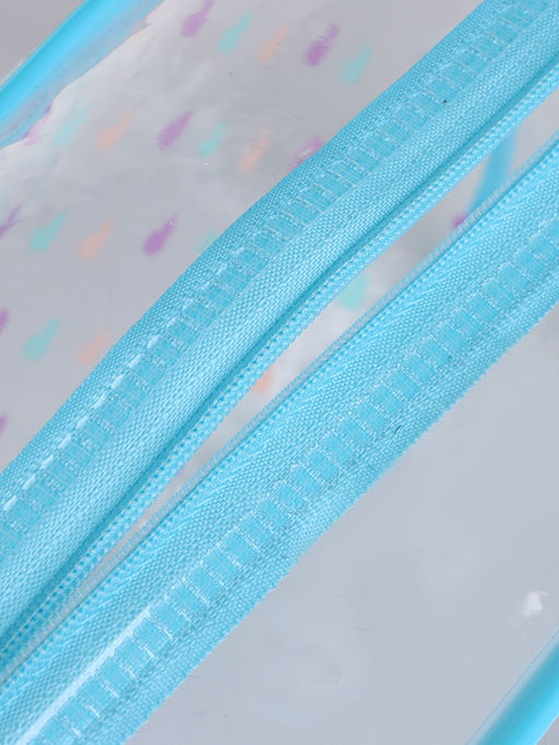 Косметичка-сумка для бассейна, с ручками, с рисунком, в горох, прозрачная/голубая