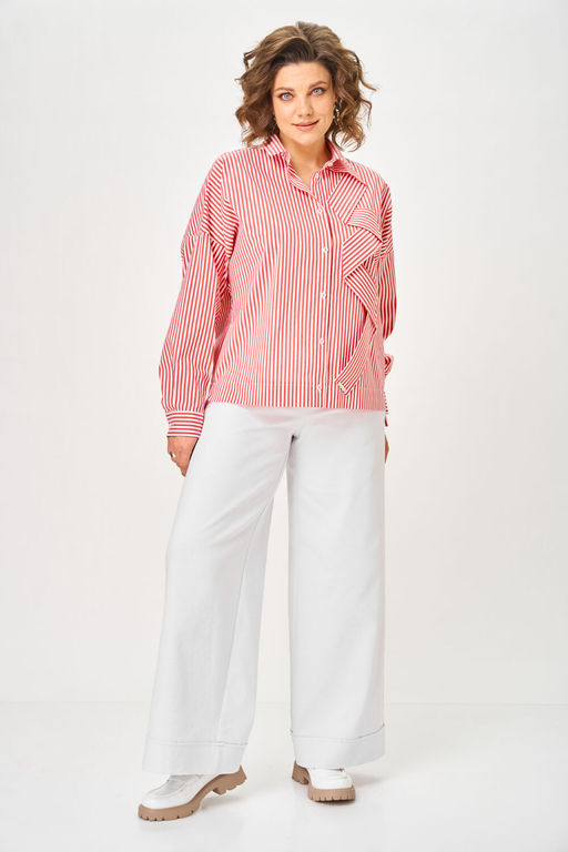 Рубашка Michel Chic 798 полоска красная  фото 4