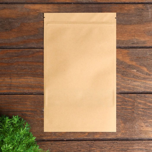 Цена за 50 шт. Пакет Zip - lock Крафт с прямоугольным окном, плоский, 16×26 см