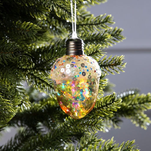 Ёлочный шар Жёлудь жёлтый, 12х7 см, 4 LED, от батареек, свечение тёплое белое - Luazon lighting фото 7