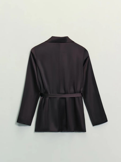 Атласная блузка с отложным воротником и поясом / Zarina