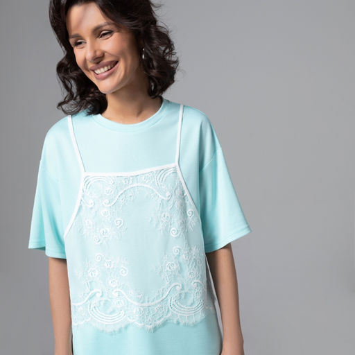 Футболка оверсайз, Модный тандем (мятный 2 в 1) - Charutti фото 3