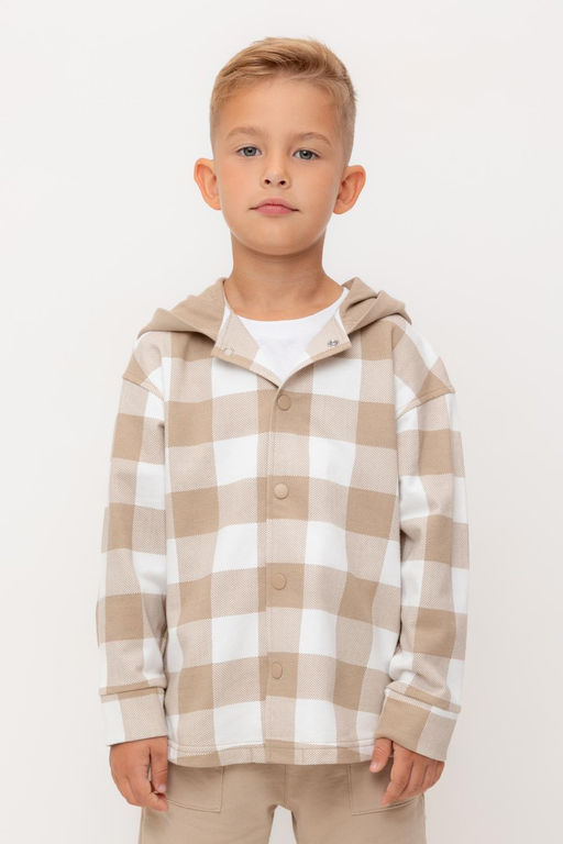 Crockid _ КР 302681/темно-бежевый,клетка виши к534 рубашка для мал  фото 2