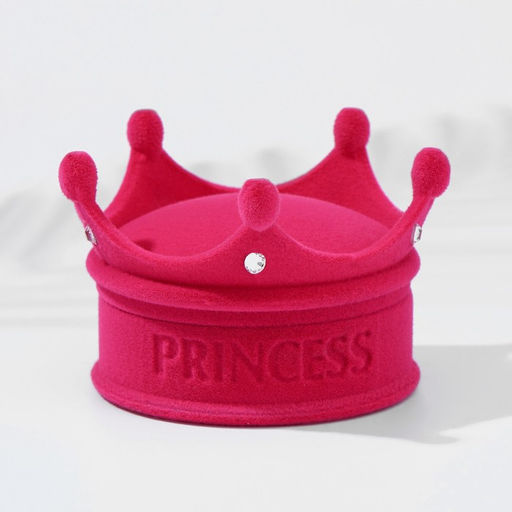 Футляр бархатный под кулон/кольцо Корона, 5,5x5,5x4,5, цвет розовый, вставка белая - Simaland фото 3