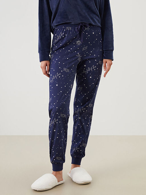 Beli Lastikli Bask?l? Kad?n Jogger Pijama Alt?