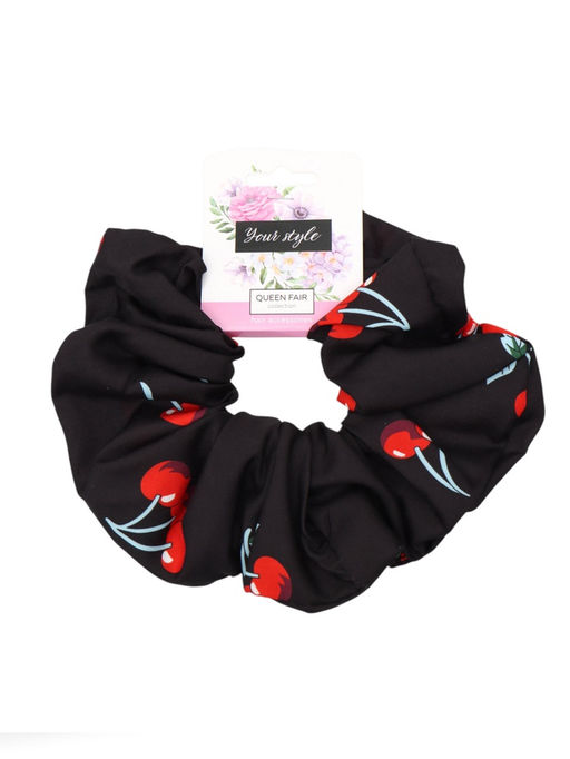 Цена за 3 шт. Резинка для волос "Орбита гранд" вишенки, 15 см, чёрный