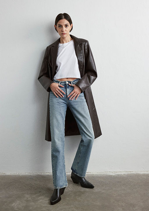 Jane Classic Denim Puslu Ac?k Mavi Jean Pantolon