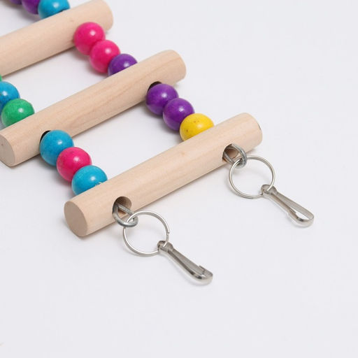 Игрушка для птиц Лесенка с бусинами, 43 см, микс цветов - Пижон фото 2