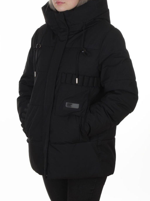 YR-6616 BLACK Куртка зимняя женская (150 гр. холлофайбер)