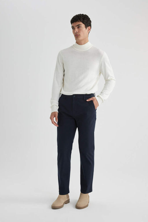Regular Fit Normal Kesim Gabardin Chino Kanvas Pantolon Yazl?k Fermuar Cepli Duz Paca - Defacto фото 5