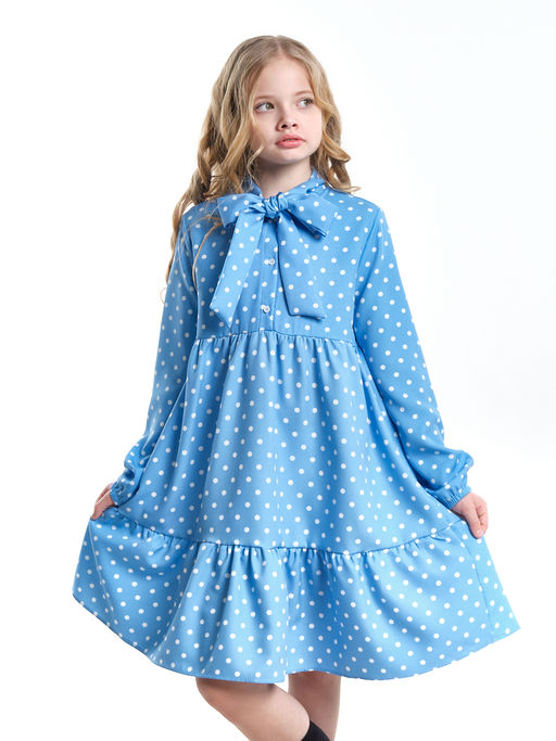 Платье подростковое в горох UD 7014 св.голубой горох - Mini maxi фото 17