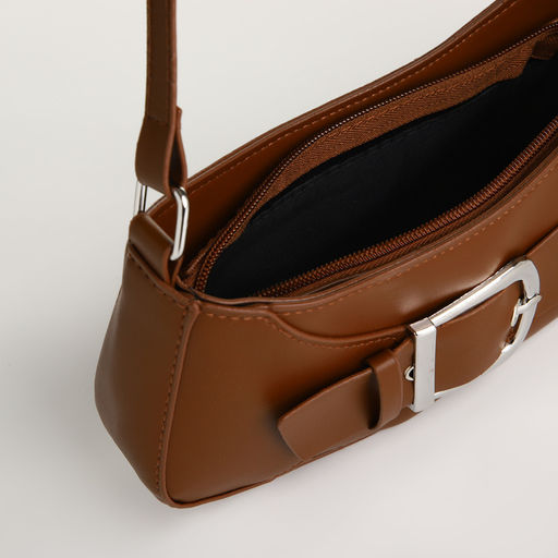 Сумка женская багет на молнии, 26×5×10.5 см, шоколадная