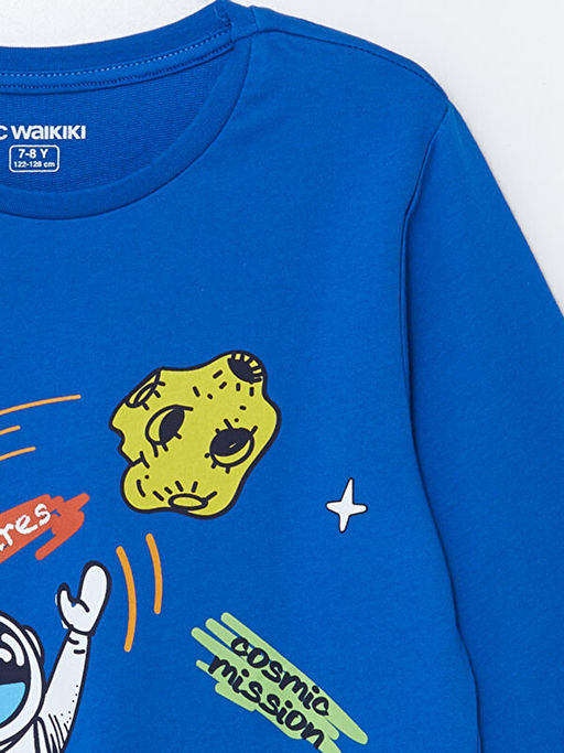 Bisiklet Yaka Bask?l? Erkek ?ocuk Pijama ?st