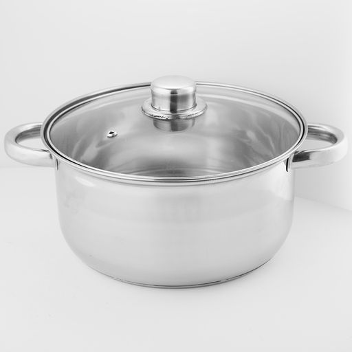 Кастрюля нерж. 4,2 л, 22 см, стекл. крышка, арт. ВЕ-158/2