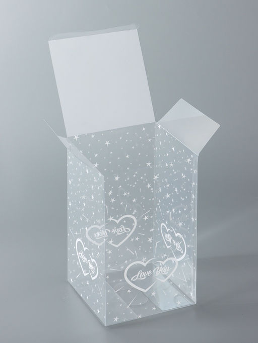 Цена за 5 шт. Складная прозрачная коробка из PVC, для упаковки подарков, LOVE YOU, 11?11?18 см