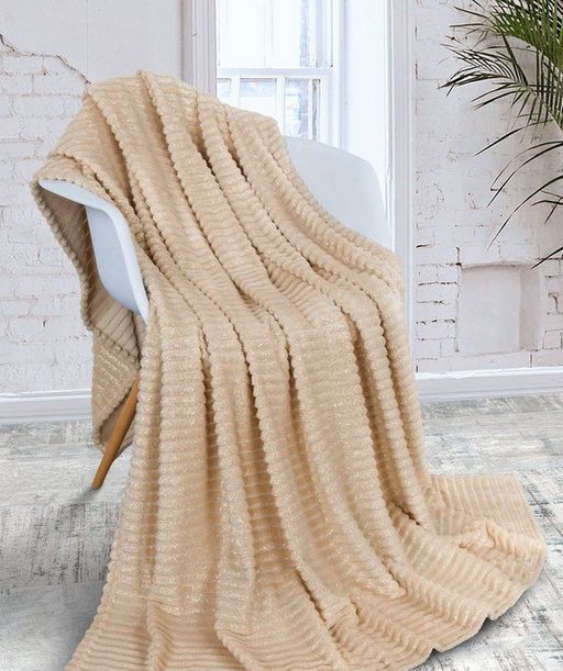 Покрывало Роскошь-бежевый/золото фланель жаккард 200*220 см. - Лен поволжья фото 2